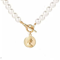 AVR JEWELS Pearl Coin Chain Necklace For Women